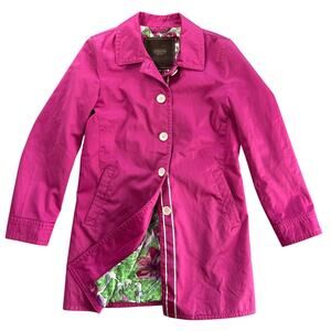 VTG Coach Magenta Pink Rain Coat Floral Lined Walking Jacket Women's S